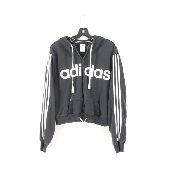 Adidas Black Striped Cropped Hoodie US L