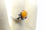 Sterling 70's Butterscotch Amber Brutalist Ring 925