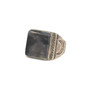 Sterling Silver Square Black and Grey Agate Signet Ring