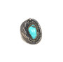 925 Sterling Silver Southwest Leaf and Rope Turquoise Ring