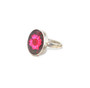 Hot Pink Pressed Flower Resin 925 Ring-Size 7