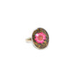 Black and Pink Pressed Flower Resin 925 Ring-Size 7
