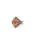 Sterling Silver Geometric Amber Ring