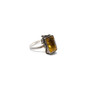 Vintage Sterling Silver Modernist Style Yellow Amber Ring Size 6