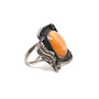 925 Sterling Silver Orange Calcite Feather Ring - Size 8.5