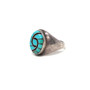 Sterling Silver 925 Authentic Amy and Dickie Quandelacy Zuni Turquoise Inlay Signet Ring - Size 10