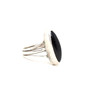 Sterling Silver 925 Minimalist Onyx Oval Ring - Size 7