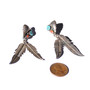 925 Sterling Turquoise & Coral  Zuni Feather Earrings