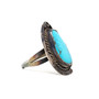 Sterling Silver 925 Turquoise Starburst Scroll Plate Ring - Size 10