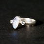 925 Sterling Silver Triple Moonstone Ring - Size 6