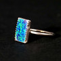 925 Sterling Silver Minimalist Rectangular Opal Ring - Size 8