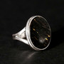 925 Sterling Silver Oval Black Kyanite Ring - Size 9