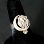 925 Sterling Silver Owl Crescent Moon Ring - Size 6.5