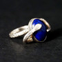 925 Sterling Silver Lapis Snake Ring - Size 9