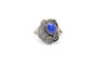 Navajo Lapis Lazuli Pyrite Sawtooth Bezel Set 925 Sterling Silver Ring Size 8