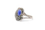Navajo Lapis Lazuli Pyrite Sawtooth Bezel Set 925 Sterling Silver Ring Size 8