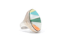 Zuni Geometric Inlay Multi Stone Pattern 925 Sterling Silver Ring Size 9