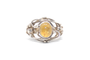 60's Brutalist Abstract Oval Citrine 925 Sterling Silver Ring Size 9