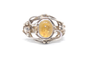 60's Brutalist Abstract Oval Citrine 925 Sterling Silver Ring Size 9