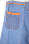 1970s Faded Glory 100% Cotton Denim Bell Bottoms With Orange Quilted Stitch Detail. 30”