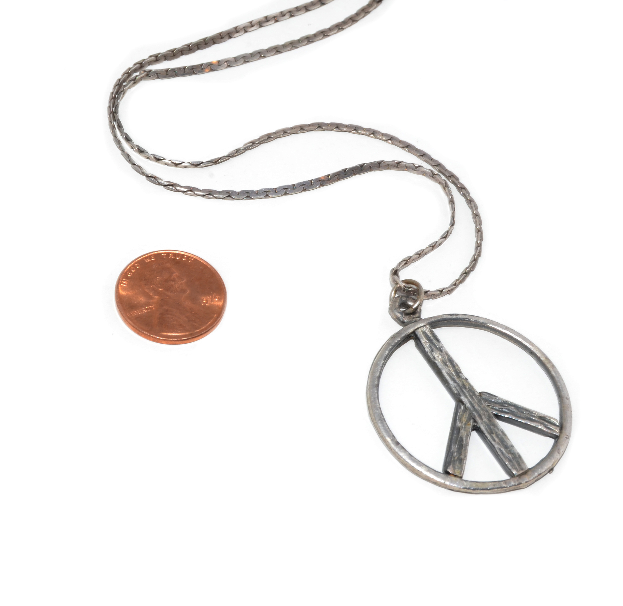 Peace Symbol Pendant, 925 Silver Peace Pendant in Two Sizes, Peace Sign  Necklace