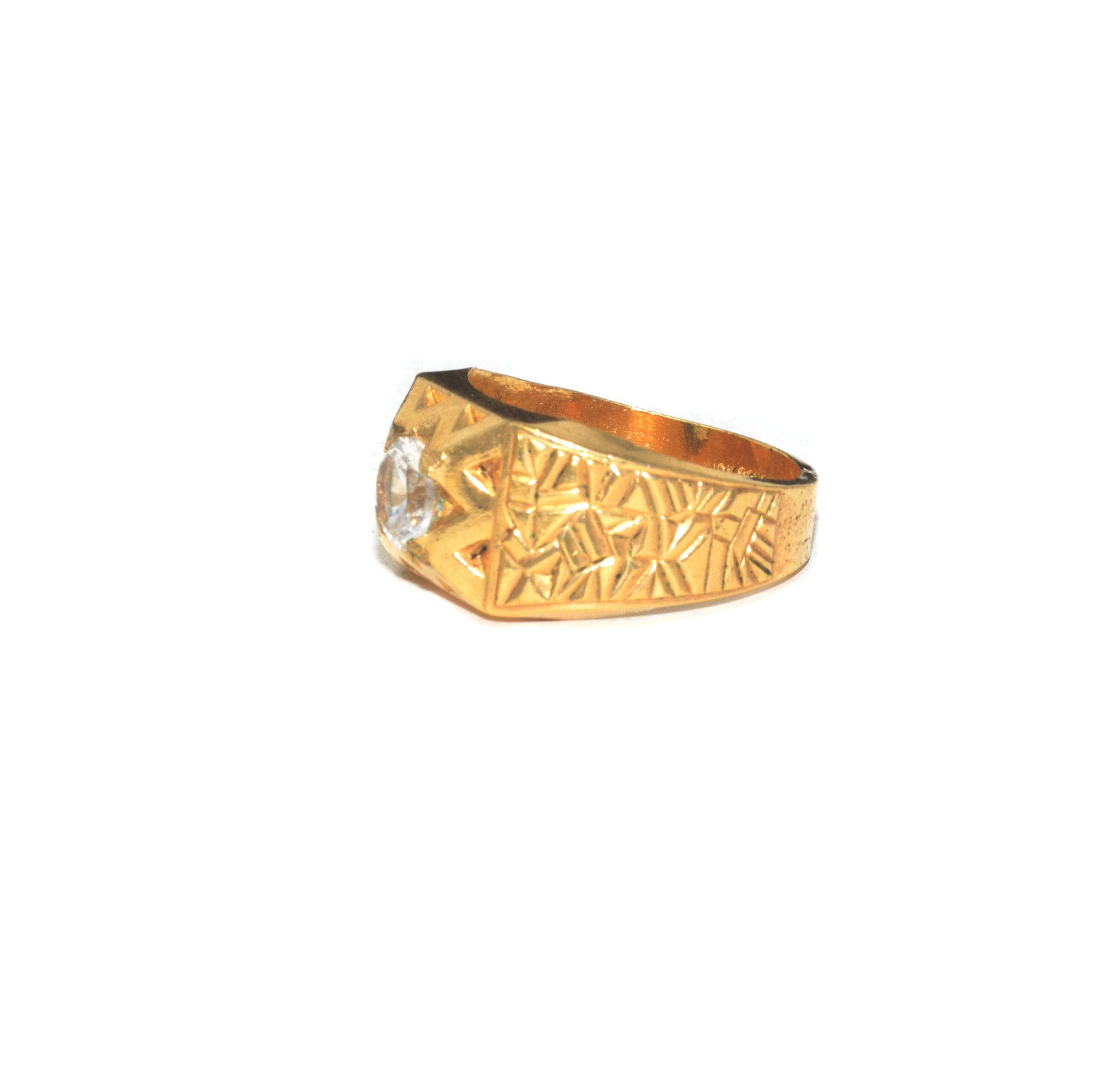 10K Gold Filled Engraved Geometric Signet Ring 925