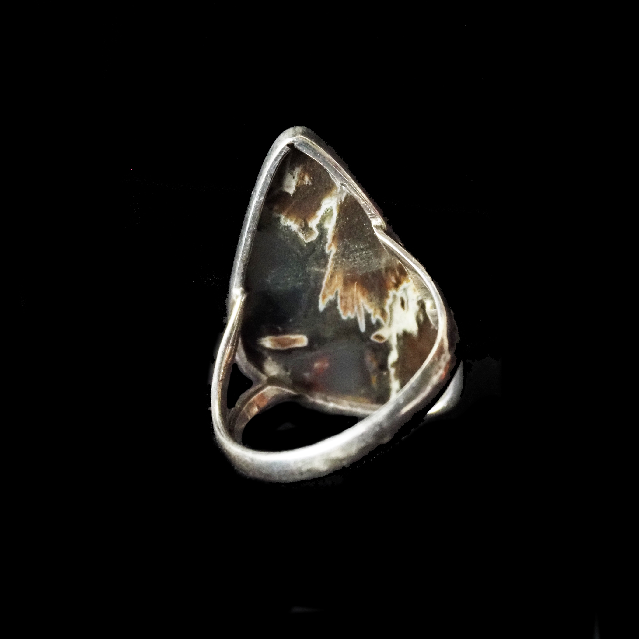 Osbee Sterling Silver Moss Agate Ring Size 9