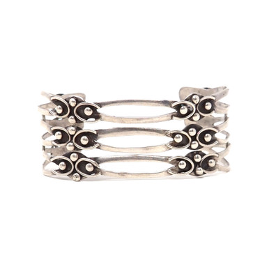 Sterling Silver 925 Mexican Geometric Cuff Bracelet