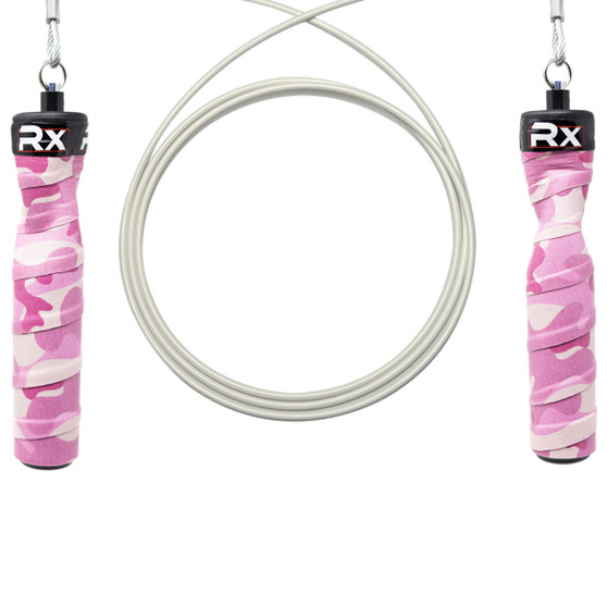Rx Smart Gear Skipping Rope Rosecrans.  Pink Camo handles with white coated cable