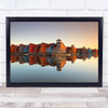 Colourful Village Sunrise City Cityscape Skyline Mirror Reflection Art Print