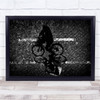 Cycling With Dad Street Bike Bicycle Person Shadow Rome Italy B&W Wall Art Print