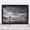 Man Behind The Nets Fisherman Fishing Action B&W Lake Pose Person Wall Art Print
