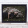 Girl Model Woman Bear Bears Animal Animals Sleep Sleeping Sleepy Wall Art Print