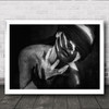 Lost My Eyes Portrait B&W Face Paint Blindfolded Blindfold Black Wall Art Print