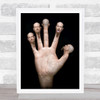 Finger Puppets Creative Edit Fingers Man Head Tongue Palm Hands Wall Art Print