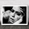 Sensuality Portrait Model B&W Face Stripes Blinds Woman Person Wall Art Print