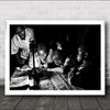 Documentary B&W Father Children Child Studying Teaching Lamp Wall Art Print
