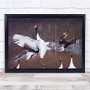 Samurai Crane Cranes Eagle Hokkaido Japan Kushiro Asia Fight Wall Art Print
