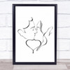 The Kiss Illustration Emotion Couple Love Tender Tenderness Wall Art Print