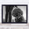 Dog Dogs Animal Animals Fur Furry Cute Field B&W Legs Girl Wall Art Print