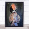 Portrait Half Body Woman Make Up Toned Blue Orange Fabric Wall Art Print