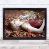 Autumn Color Woman Laying Fall Portrait Outside Leaves Wall Art Print