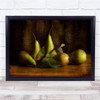 Pears Pear Fruit Kitchen Still Life Rustic Leaf Leaves Wall Art Print