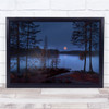 Red Moon Landscape Finland Lake Night Nightscape Calm Wall Art Print