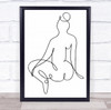 Nude Back Woman Illustration Line Art White Background Wall Print