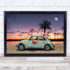 Flamingos Ate My Car Creative Edit Beetle Classic Wall Art Print