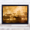 Sheep Flock Herd Cattle Animal Yellow Dust Smoke Wall Art Print