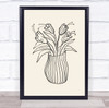 Vase Sketch Flowers Illustration Drawing Florals Wall Art Print