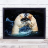 Battle A Kisses Fight Friendship Polar Bears Water Art Print
