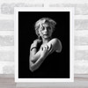 Woman Model Holding Arms Curl Black And White Wall Art Print